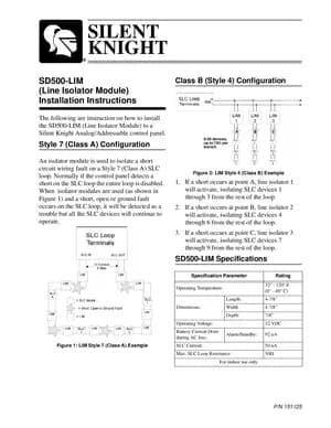 Silent Knight SD500-LIM Manual Cover