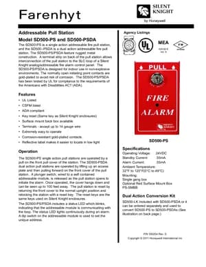 Silent Knight SD500-PS Manual Cover