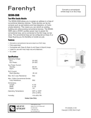 Silent Knight SD500-SDM Manual Cover
