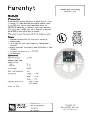 Silent Knight SD505-6IB Manual Cover