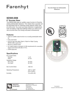 Silent Knight SD505-6SB Manual Cover