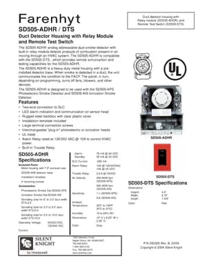 Silent Knight SD505-ADHR Manual Cover