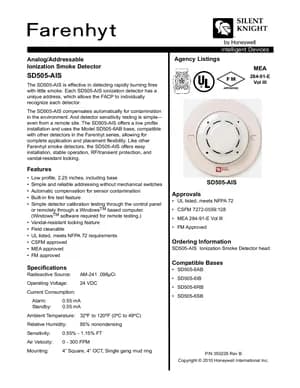 Silent Knight SD505-AIS Manual Cover