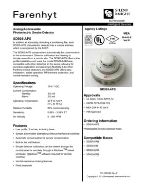 Silent Knight SD505-APS Manual Cover