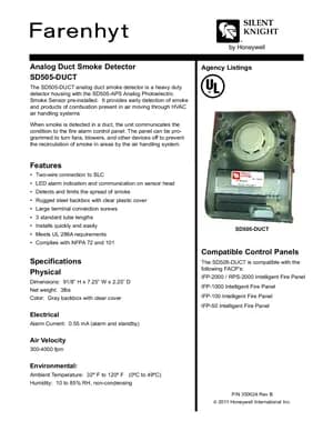 Silent Knight SD505-DUCT Manual Cover