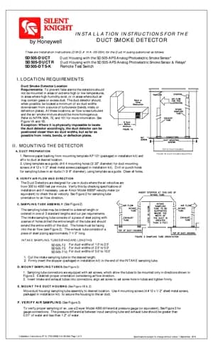 Silent Knight SD505-DUCT Manual Cover