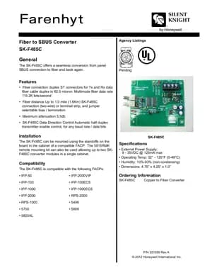 Silent Knight SK-F485C Manual Cover