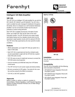 Silent Knight VIP-125 Manual Cover