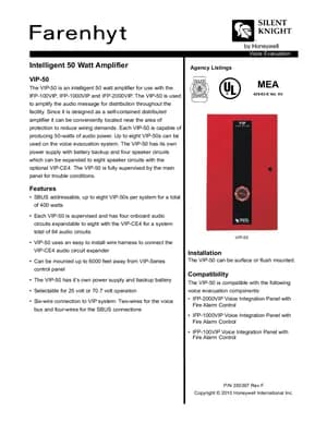 Silent Knight VIP-50 Manual Cover