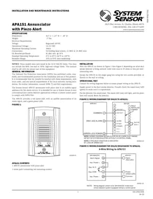 System Sensor APA151 Manual Cover