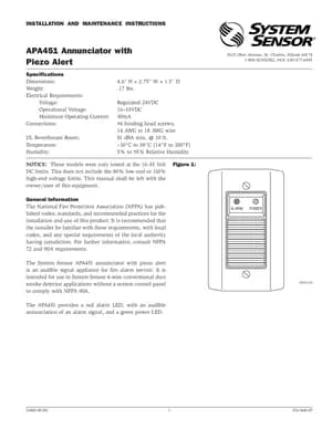 System Sensor APA451 Manual Cover