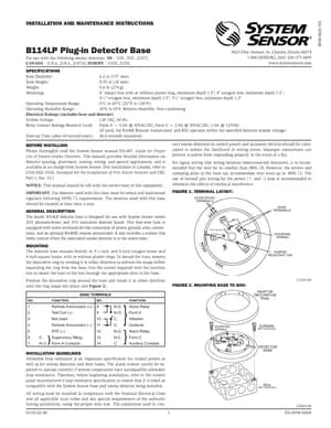 System Sensor B114LP Manual Cover