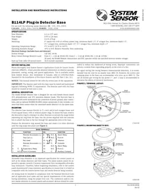 System Sensor B114LP Manual Cover