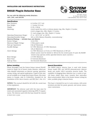 System Sensor B401B Manual Cover