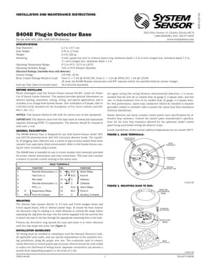 System Sensor B404B Manual Cover