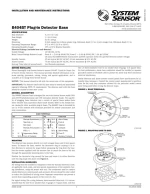 System Sensor B404BT Manual Cover