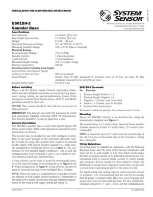 System Sensor B501BH-2 Manual Cover