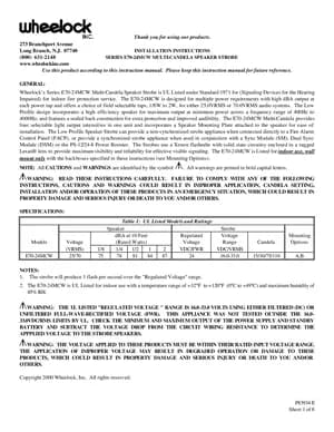 Wheelock E70-24MCW Manual Cover